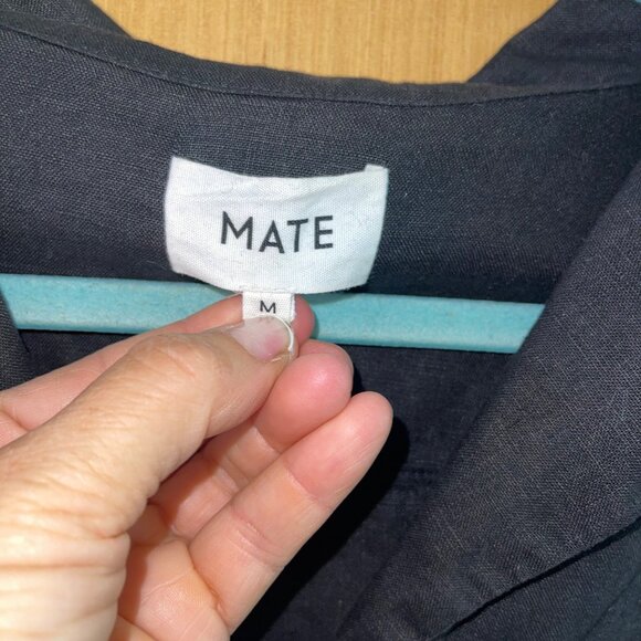 Mate The Label Womens Pants and Top Set Size Medium Black Tapered Leg Pure Linen - Picture 3 of 8